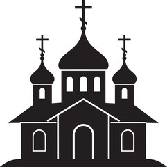 Russian Church Silhouette in Black | Eastern Orthodox Architecture Illustration Vector Format