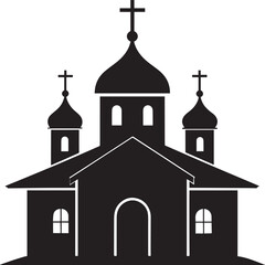 Russian Church Silhouette in Black | Eastern Orthodox Architecture Illustration Vector Format