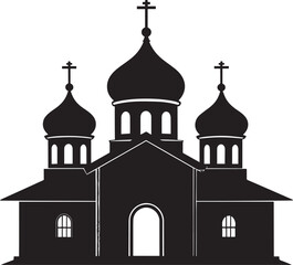 Russian Church Silhouette in Black | Eastern Orthodox Architecture Illustration Vector Format