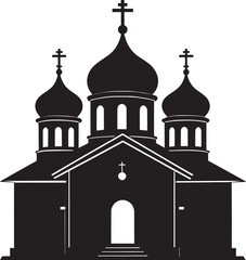 Russian Church Silhouette in Black | Eastern Orthodox Architecture Illustration Vector Format