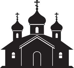 Russian Church Silhouette in Black | Eastern Orthodox Architecture Illustration Vector Format