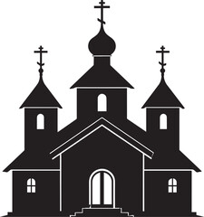 Russian Church Silhouette in Black | Eastern Orthodox Architecture Illustration Vector Format