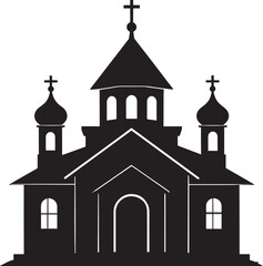 Russian Church Silhouette in Black | Eastern Orthodox Architecture Illustration Vector Format