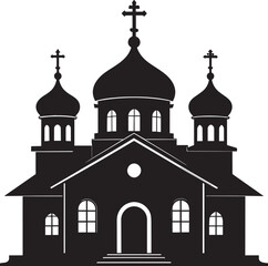 Russian Church Silhouette in Black | Eastern Orthodox Architecture Illustration Vector Format