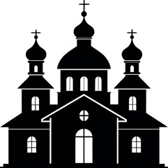 Russian Church Silhouette in Black | Eastern Orthodox Architecture Illustration Vector Format
