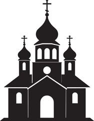 Russian Church Silhouette in Black | Eastern Orthodox Architecture Illustration Vector Format