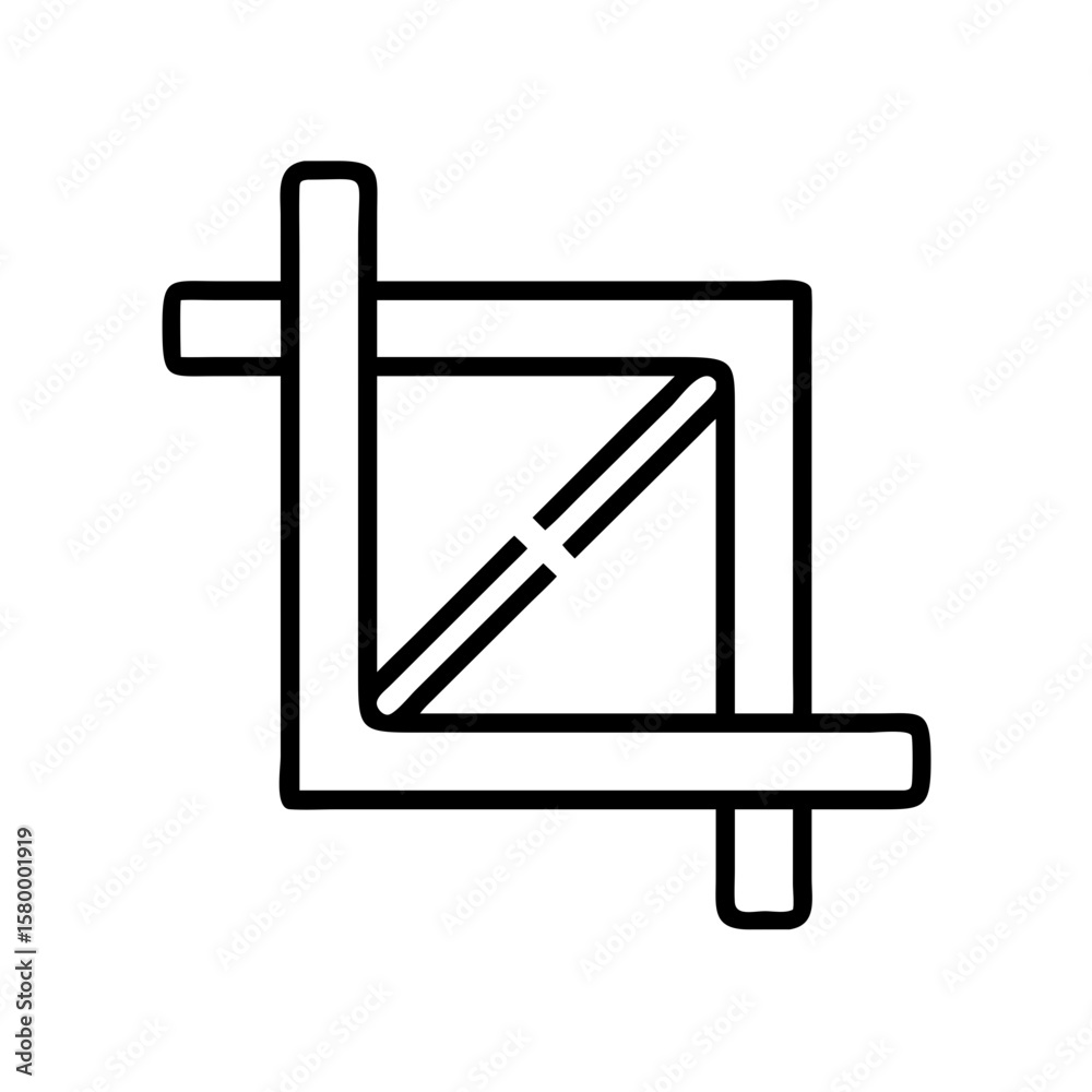Poster a black and white line drawing of a crop symbol with a square and diagonal lines inside the shape to