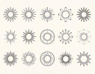 Collection of ornate sunburst designs