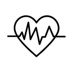 Heart outline with heartbeat line inside representing cardiology and health related medical condition icon
