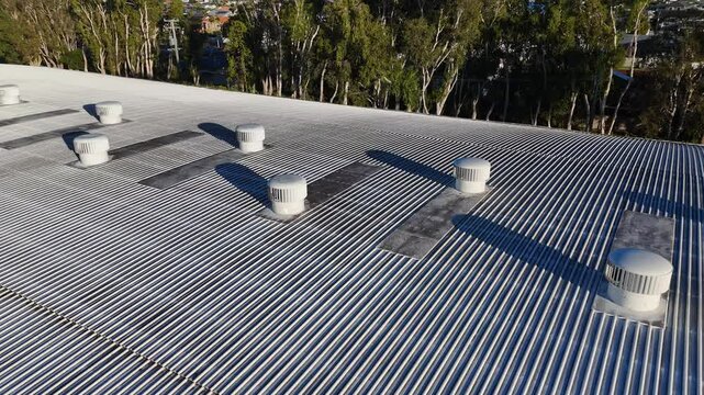 Drone View of Industrial Roof Ventilation System