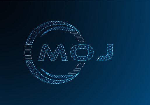 MOJ low poly letter logo vector design. MOJ lower poly logo design. Low poly logo.