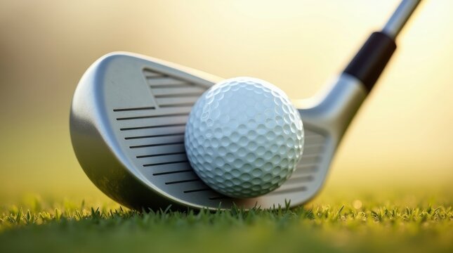 Precision Swing: Golf Club Meets Ball at Golden Hour"  image