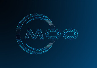 MOO low poly letter logo vector design. MOO lower poly logo design. Low poly logo.