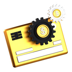 ATM Bank Card 3D Icon Black and Gold Design
