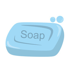 Blue Color Soap with Bubble for Hygiene Item Illustration