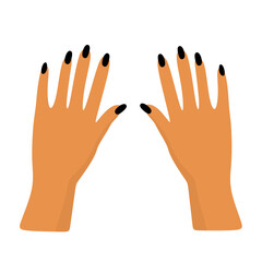 Hands with Black Manicure for Beauty Concept