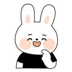 Cute Outline Cartoon Bunny Smiling Expression Illustration