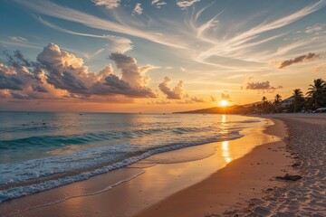 Fototapeta premium Hua Hin Beach Sunset Radiance and Serene Motion