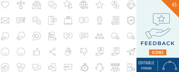 Feedback icon collection set. Editable stroke.