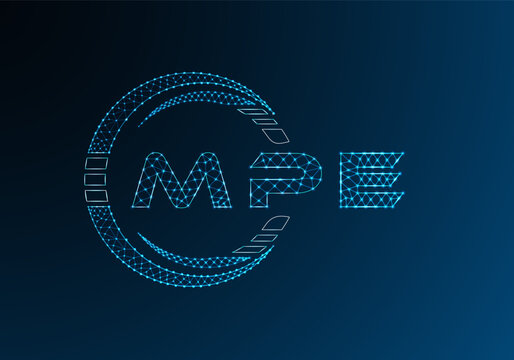 MPE low poly letter logo vector design. MPE lower poly logo design. Low poly logo.