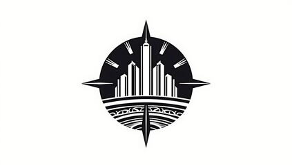 Fototapeta premium Geometric, line-art logo design for architects or architecture firms. Includes structure, blueprint lines, compass, and sleek monochrome style for modern branding.