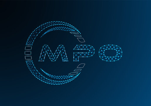 MPO low poly letter logo vector design. MPO lower poly logo design. Low poly logo.