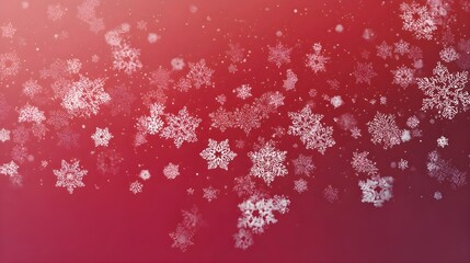 Christmas Snowflakes Illustration | Red Gradient Holiday Background with Small Snowflakes