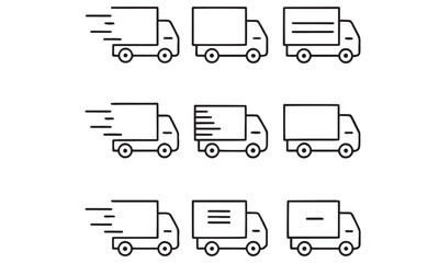 commercial vehicles line icon set vector