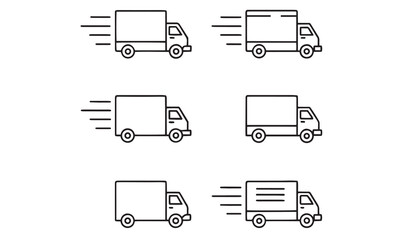 commercial vehicles line icon set vector