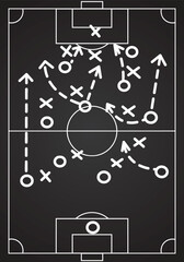 Soccer strategy vector illustration of a sketch of a blackboard