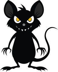 Scary Black Rat Monster Vector Illustration