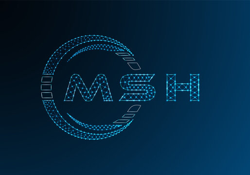 MSH low poly letter logo vector design. MSH lower poly logo design. Low poly logo.