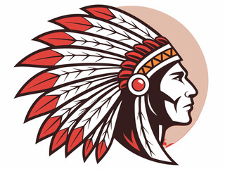 Profile of a Native American Chief, a stylized graphic design.