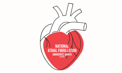 National Atrial Fibrillation Awareness Month. background, banner, card, poster, template. Vector illustration.
