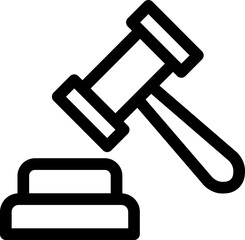 Judge gavel icon with line and simple style