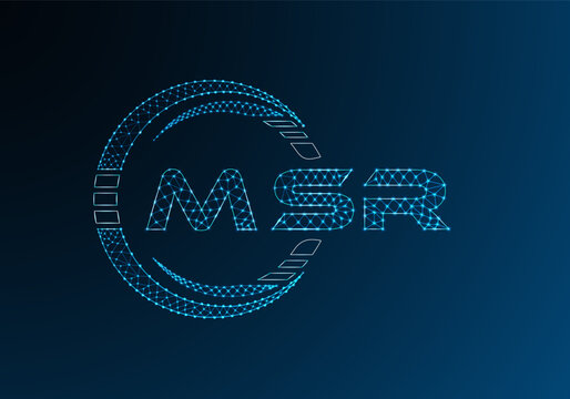 MSR low poly letter logo vector design. MSR lower poly logo design. Low poly logo.