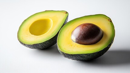 Two halves of a ripe avocado