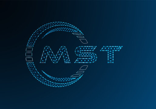 MST low poly letter logo vector design. MST lower poly logo design. Low poly logo.