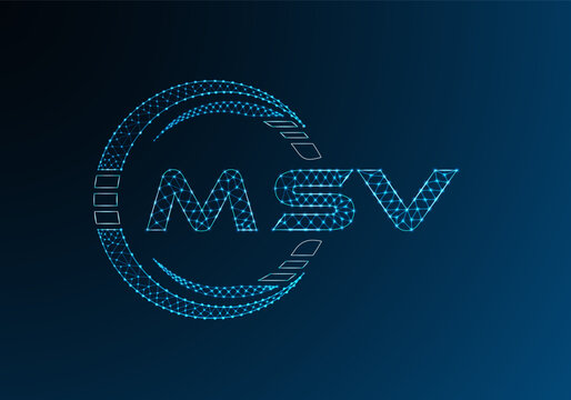 MSV low poly letter logo vector design. MSV lower poly logo design. Low poly logo.