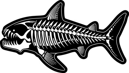 Shark Skeleton Vector Graphic – Fierce Fish Bone Silhouette Art