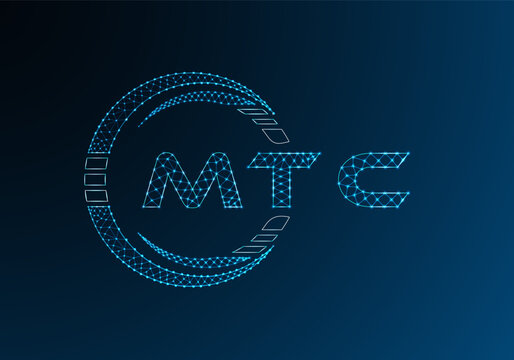 MTC low poly letter logo vector design. MTC lower poly logo design. Low poly logo.