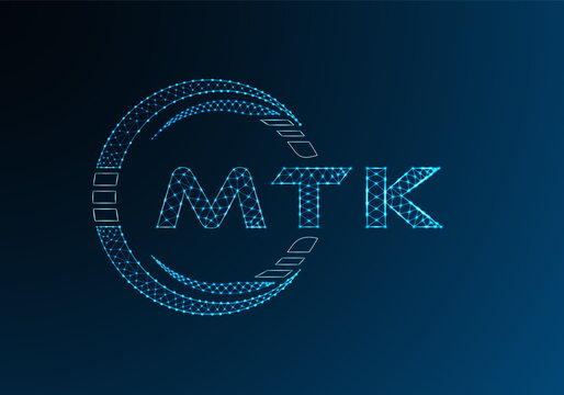 MTK low poly letter logo vector design. MTK lower poly logo design. Low poly logo.