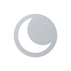 Crescent Moon in Circle Grayscale Minimalist Illustration