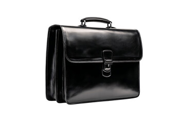 Black leather briefcase isolated on black background