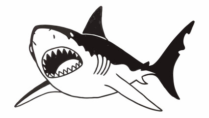 Cartoon Shark Attack Drawing – Vector Sea Predator Illustration