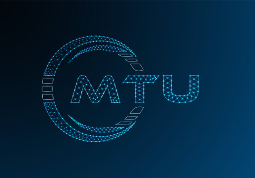 MTU low poly letter logo vector design. MTU lower poly logo design. Low poly logo.