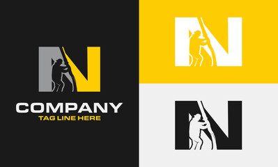 Letter N concrete logo .