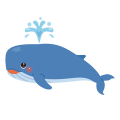 潮吹きをするクジラのイラスト