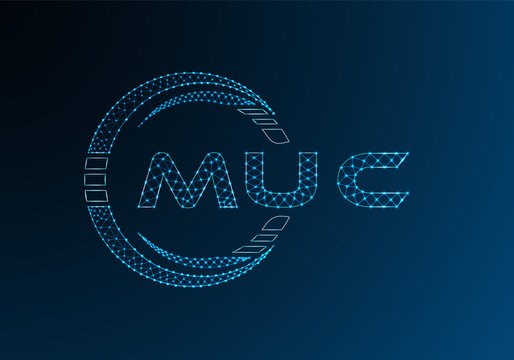 MUC low poly letter logo vector design. MUC lower poly logo design. Low poly logo.