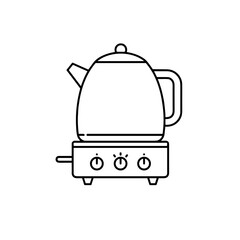 Obraz premium kettle on an electric stove with minimalistic line patterns